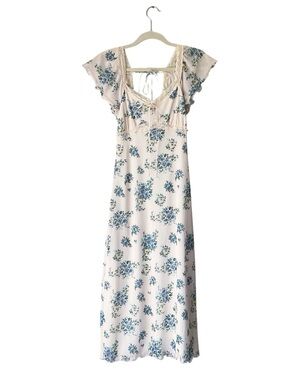 Kirious Los Angeles Ivory Lace-Trimmed Floral Maxi Dress Size S